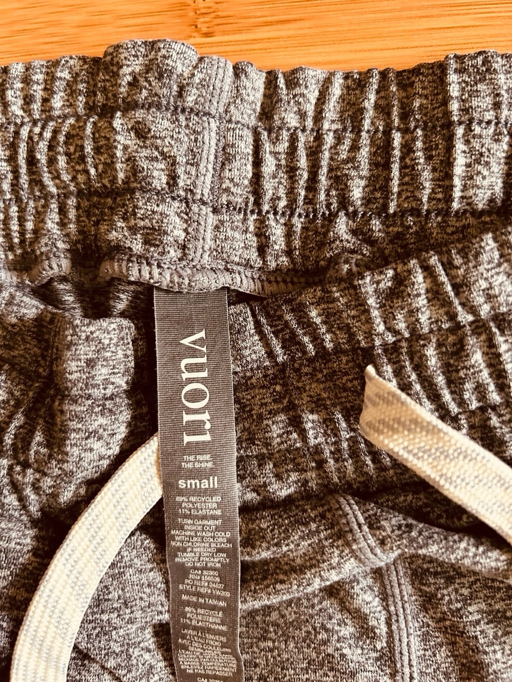 Vuori Charcoal Marled Joggers with Cream Drawstrings